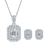 Exquisite rectangular S925 silver plated white gold moissanite diamond pendant earring set 2